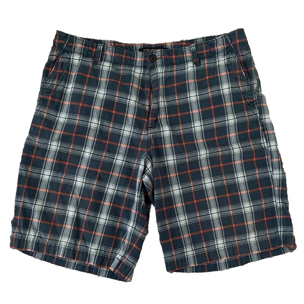 Old Navy Surplus Chino Shorts Men's 38‎ Multicolor Plaid Flat Front